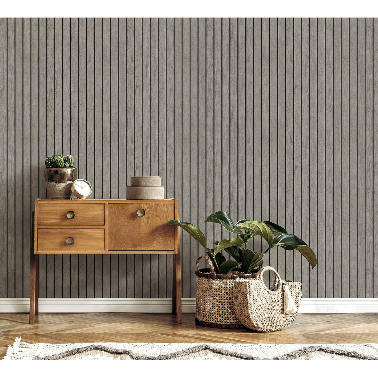Manolo Grey by Fine Decor Wooden Slat Wallpaper – Brewster Home Fashions FD43831