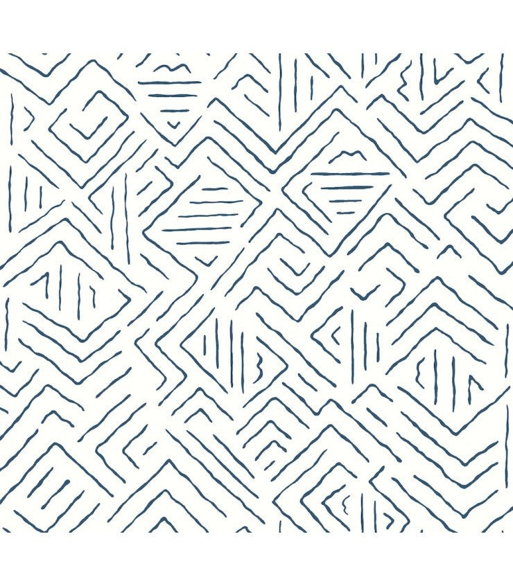 Sirih Navy geometric wallpaper by Antonina Vella – 27 in x 27 ft roll