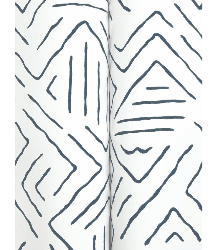 Sirih Navy by Antonina Vella Geometric Non Woven Wallpaper- York Designer Series AB3083