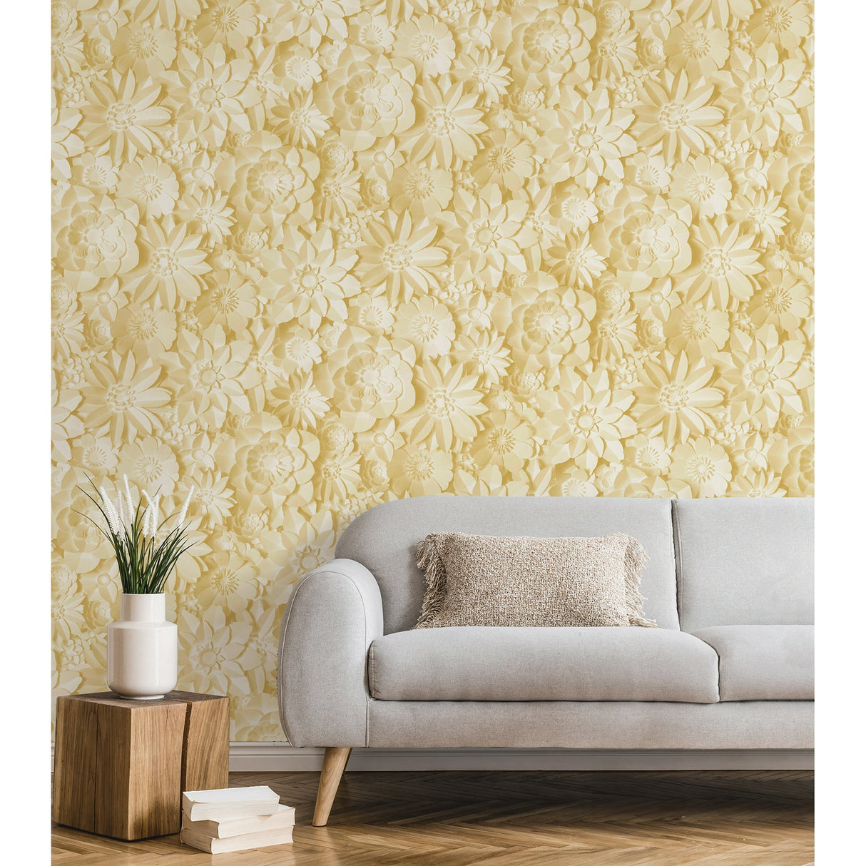 Dacre Yellow by Fine Decor Floral Wallpaper – Brewster Home Fashions FD42597