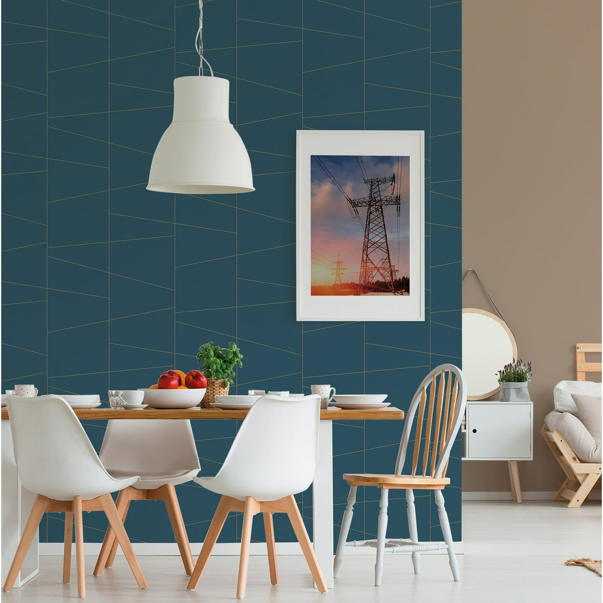 Fairmont Deco Fracture Blue by Brewster Geometric Non Woven Wallpaper- Brewster Home Fashions UW24789
