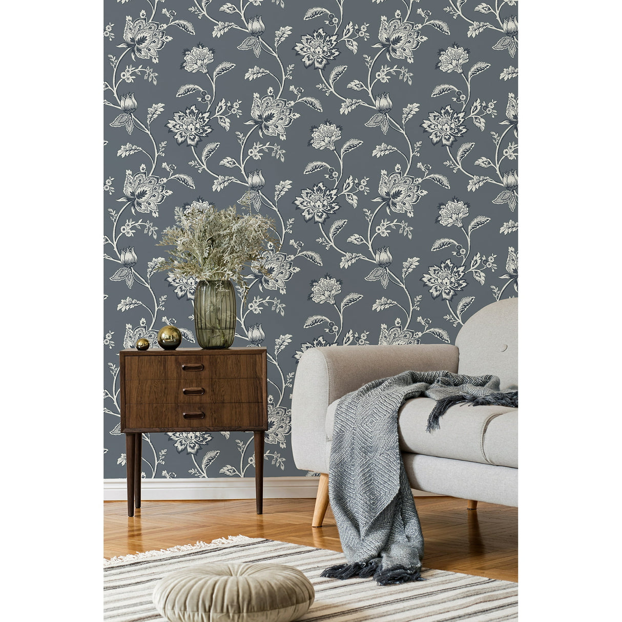 Juliette Blue by Fine Decor Jacobean Wallpaper – Brewster FD43453