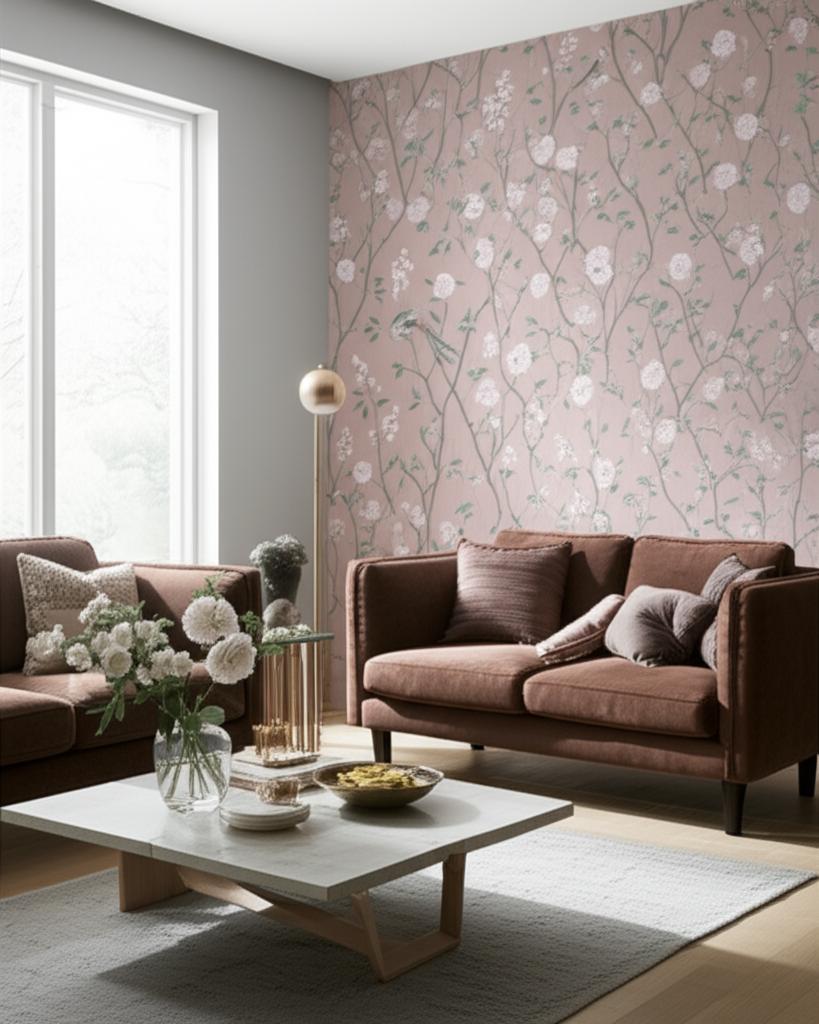 Paradise Birds Blush Shimmer by Boråstapeter Scenic Floral Wallpaper – Schumacher 1901