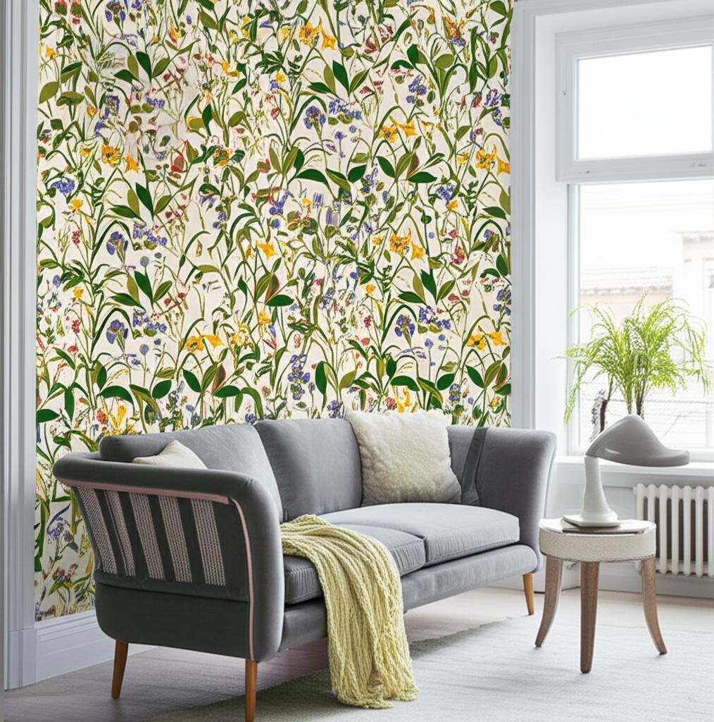 ROS OCH LILJA Ivory by Boråstapeter Scandinavian Floral Wallpaper – Schumacher 1962
