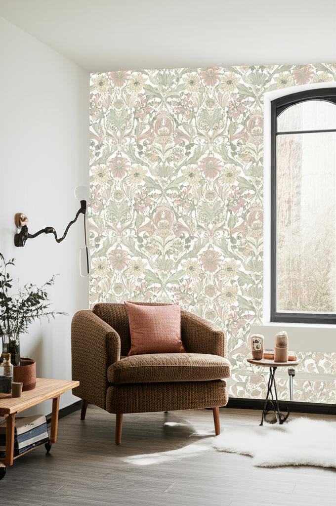 Blomsterfröjd Soft Multi by Boråstapeter Arts and Crafts Floral Wallpaper – Schumacher 3295