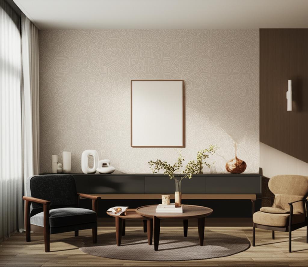 Rosenvinge Natural by Boråstapeter Elegant Geometric Floral Wallpaper – Schumacher 4503