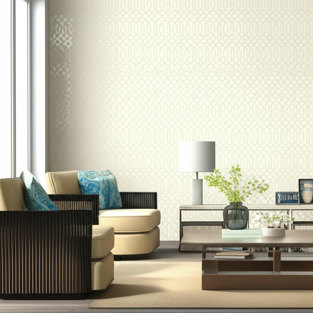 Imperial Trellis Alabaster by Schumacher Kelly Wearstler Geometric Trellis Wallpaper – Schumacher 2707211