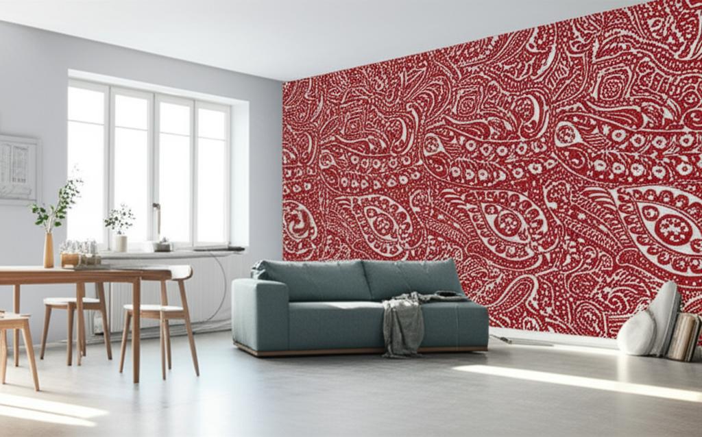 Paisley Print Red by Schumacher Avant Garde Collection Hand Screen Wallpaper – Schumacher 5003191