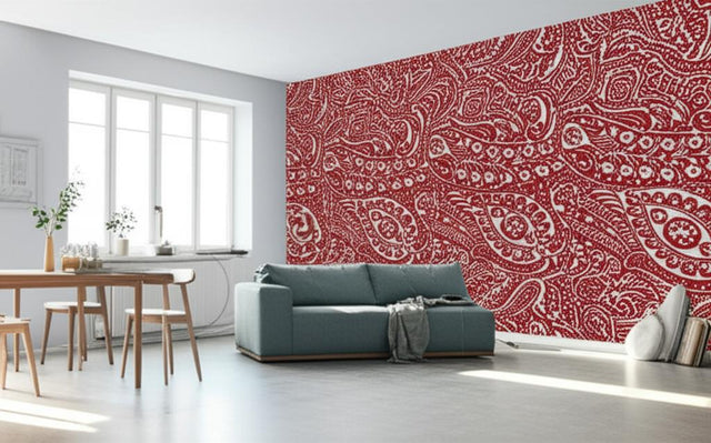 Paisley Print Red by Schumacher Avant Garde Collection Hand Screen Wallpaper – Schumacher 5003191