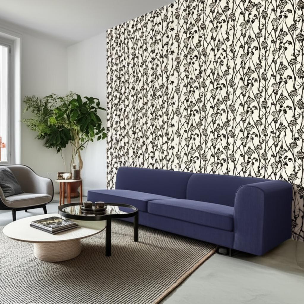 Moonpennies Black & Ivory by Schumacher Botanical Wallpaper – Schumacher 5003333