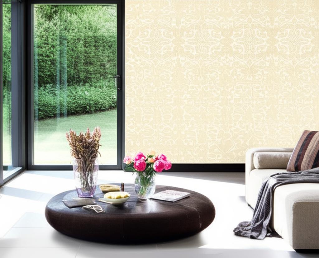 Varenna Damask Sand by Schumacher Classic Damask Wallpaper – Schumacher 5003600