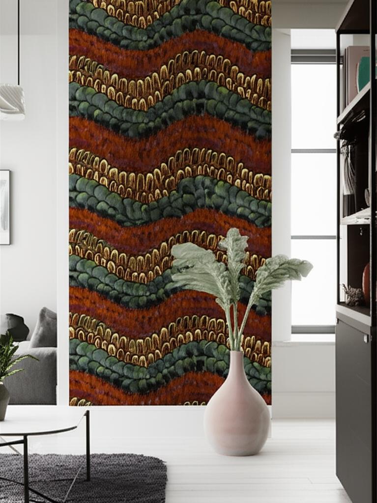 Biscayne Peacock & Pheasant by Schumacher Luxurious Feather Stripe Wallcovering – Schumacher 5003880