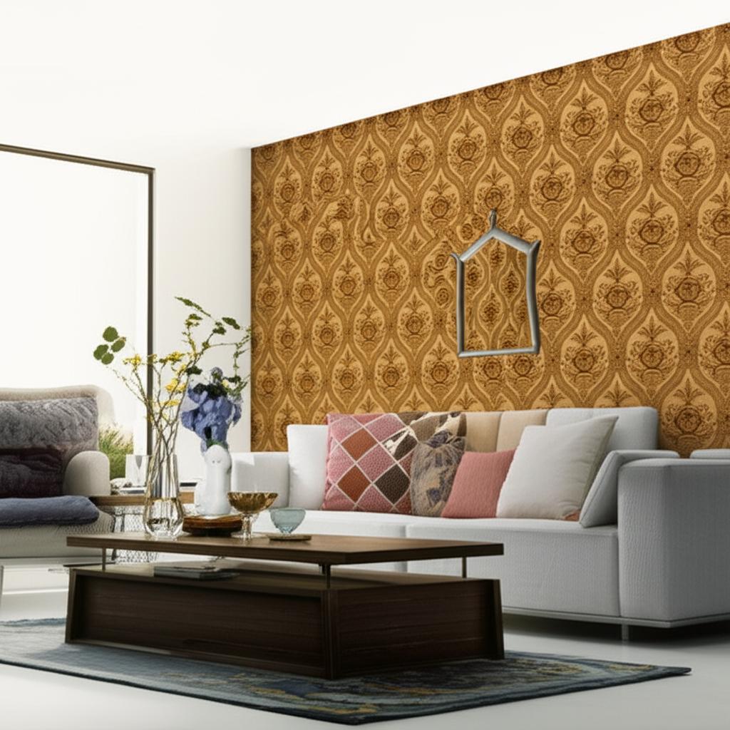 Haddon Hall Damask Umber Wallpaper – Schumacher 5004171