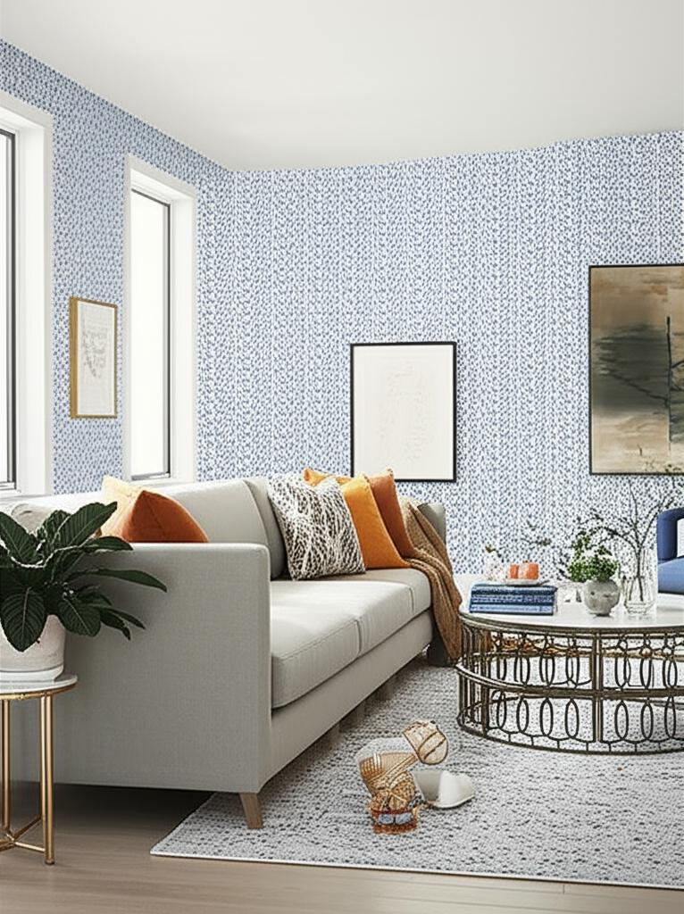 Coral Vine Ocean by Schumacher Blue Botanical Wallpaper – Schumacher 5004414