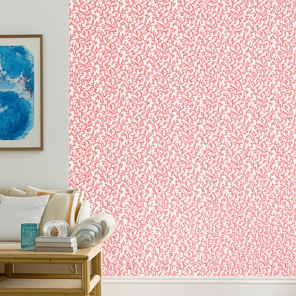 Coral Vine Garnet by Schumacher Simply Charming Collection Wallpaper – Schumacher 5004415