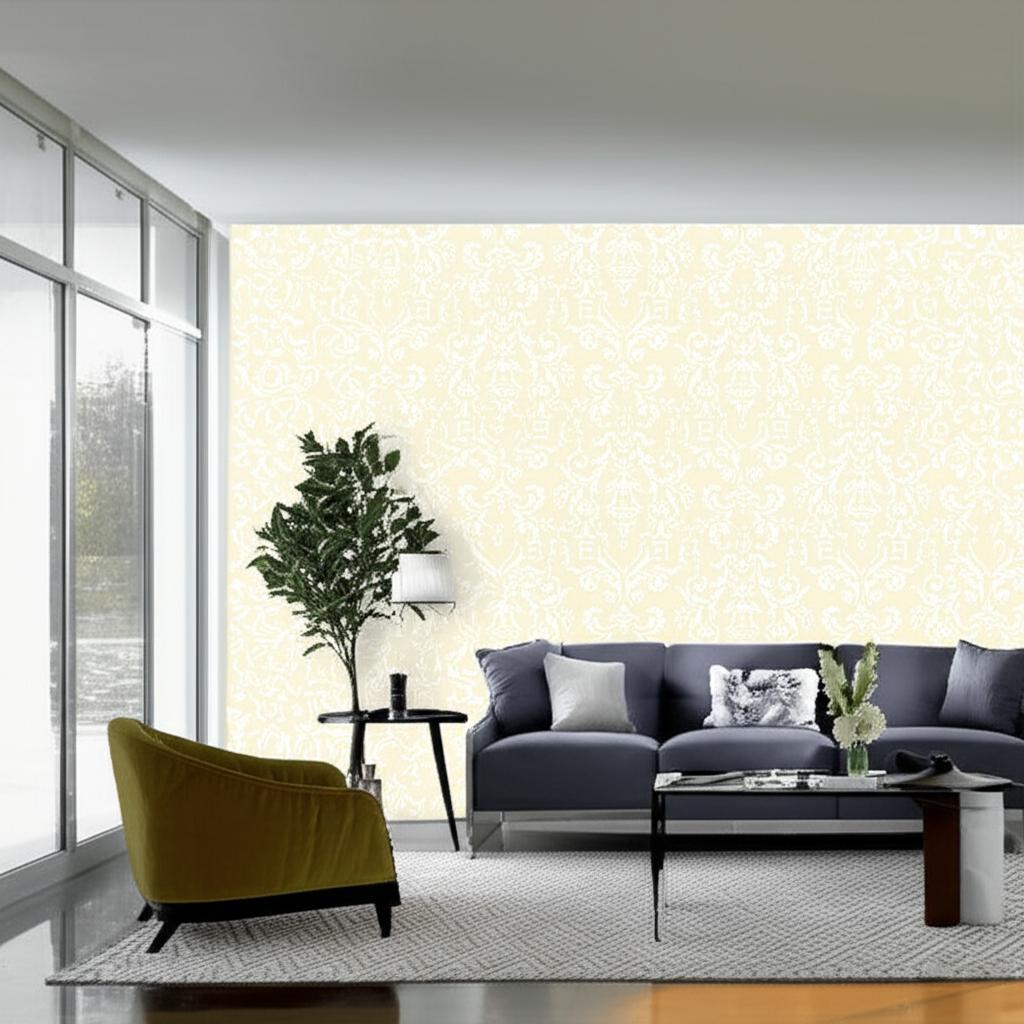 LIDO DAMASK Beige by Schumacher Classic Damask Wallpaper – Schumacher 5004480