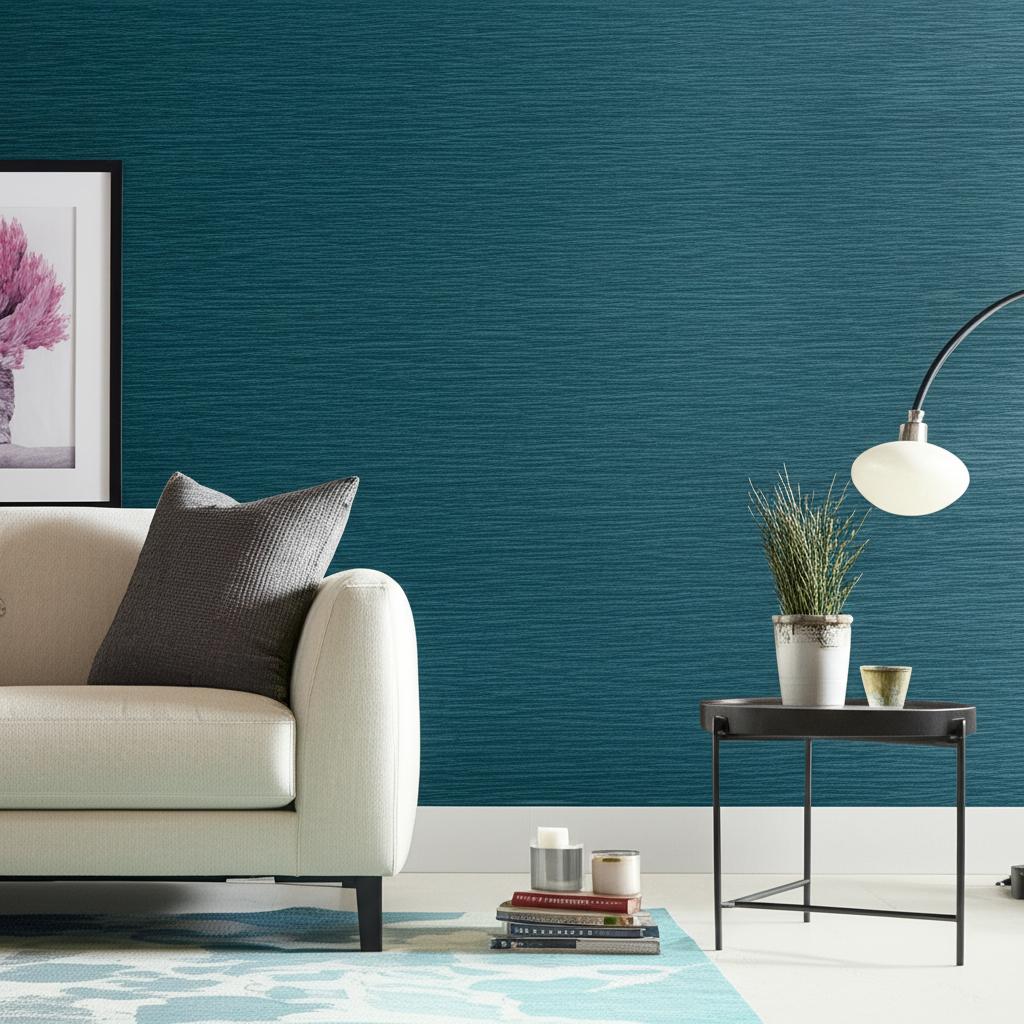 Haruki Sisal Peacock by Schumacher Textured Wallcovering – Schumacher 5004712