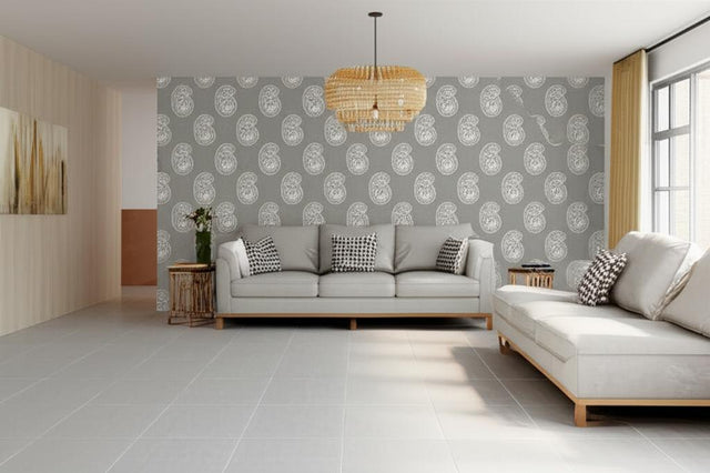 Indore Paisley Charcoal by Schumacher Modern Nature Collection Wallpaper – Schumacher 5005062