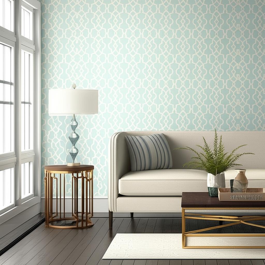 Summer Palace Fret Mineral by Schumacher Modern Nature Collection Geometric Wallpaper – Schumacher 5005143