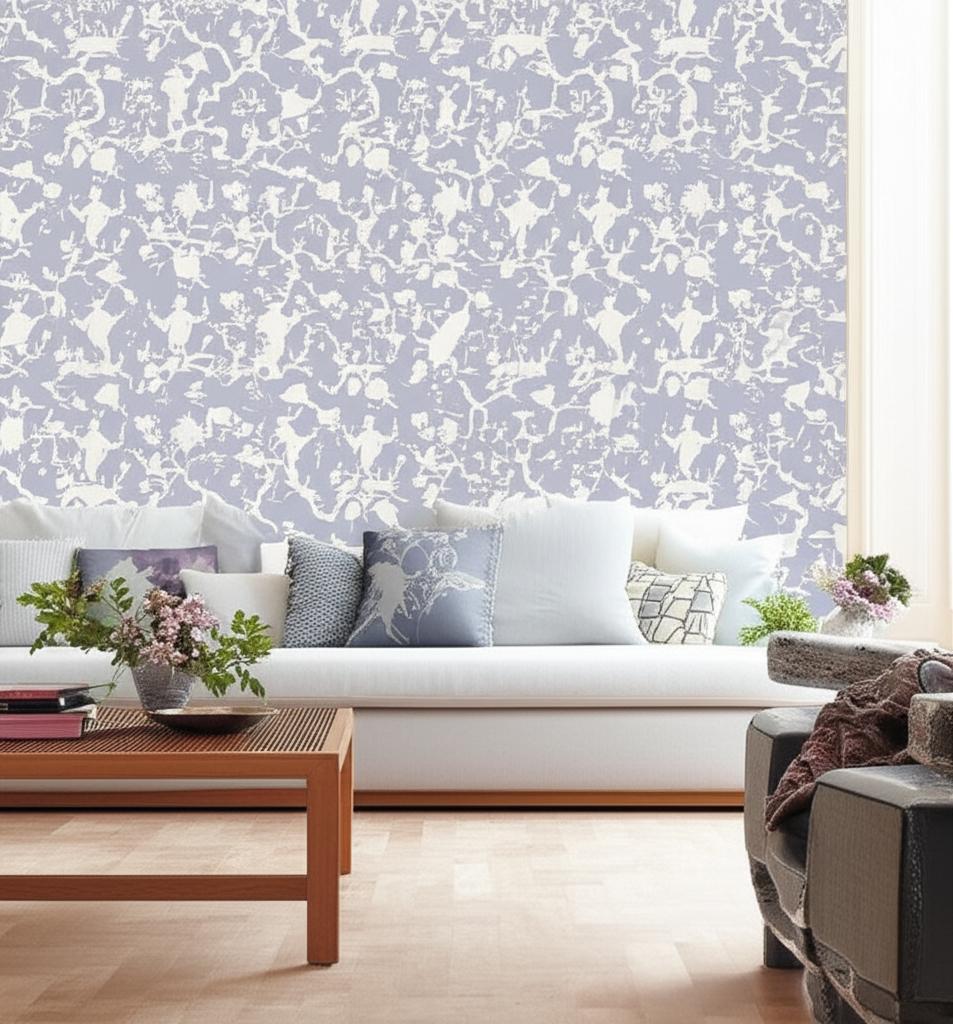 Shantung Silhouette Print Wisteria by Schumacher Exuberant Prints Collection Wallpaper – Schumacher 5005152