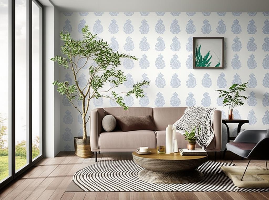 Madras Paisley Delft Blue by Schumacher Jaipur Collection Hand Screen Printed Wallpaper – Schumacher 5005301