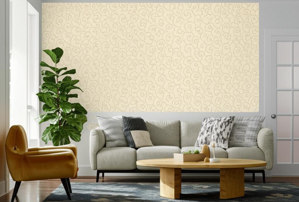 Raindrop Scroll White Gold by Schumacher Handcrafted Metallic Wallpaper – Schumacher 5005702