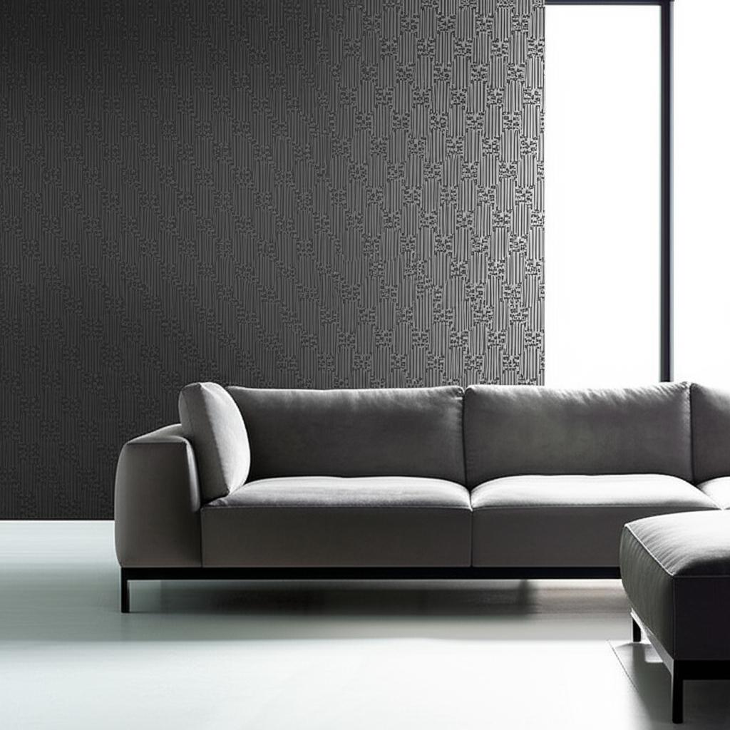 Metropolitan Fret Black Pearl by Schumacher Geometric Glass Bead Wallpaper – Schumacher 5005895