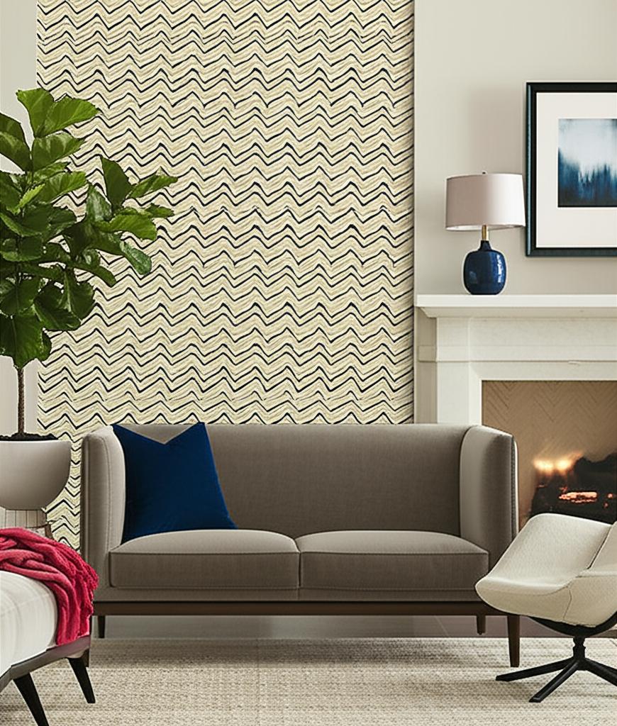 Flame Sisal Waltz by Schumacher Multicolored Bargello Pattern Designer Wallcovering – Schumacher 5006081