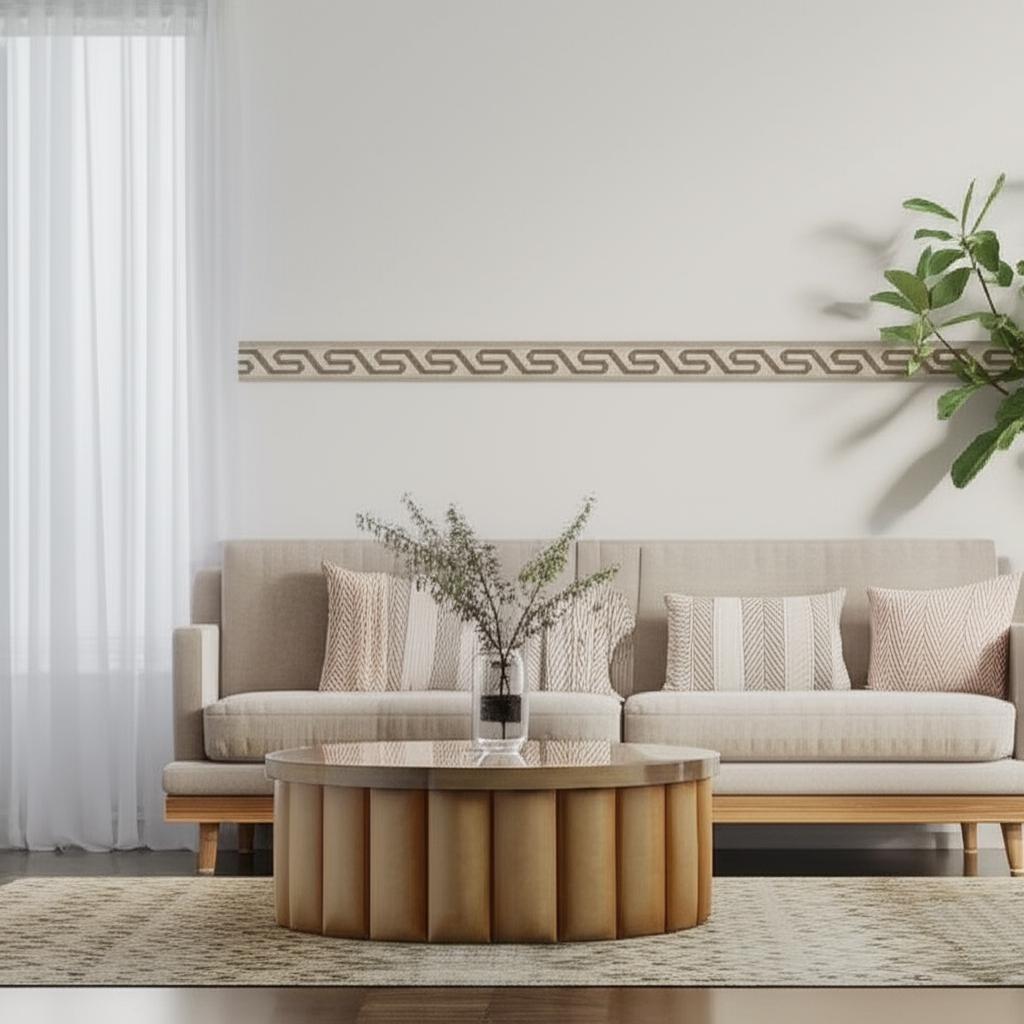 Bosphorus Border Sepia by Schumacher Hand-Printed Greek Key Wallpaper Border – Schumacher 5006721