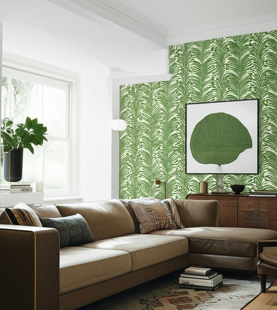 Zebra Palm Jungle by Schumacher Bold Palm Frond Wallpaper – Schumacher 5006931