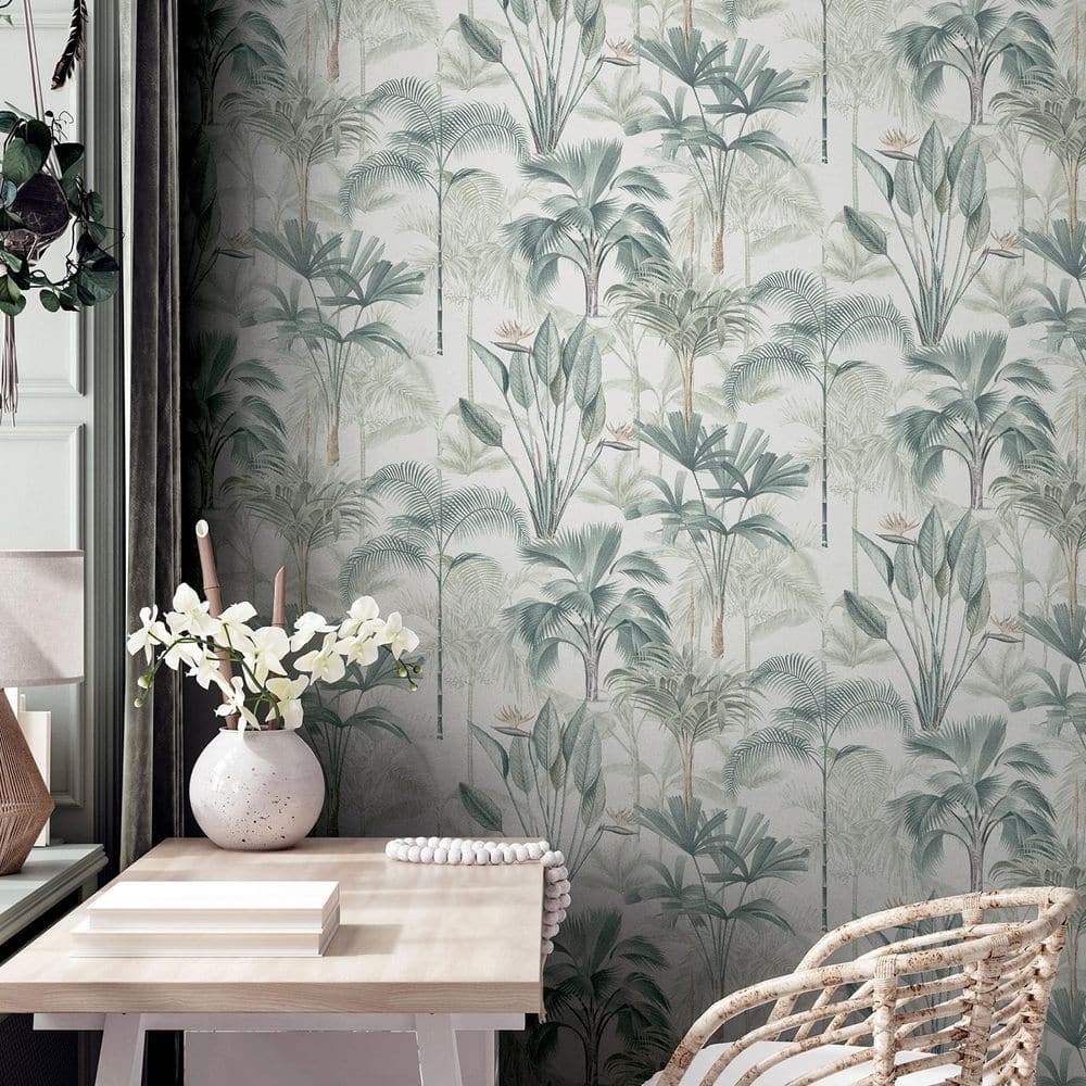 Freda Green by Arthouse Palm Trees Wallpaper- Brewster Home Fashions AH922908