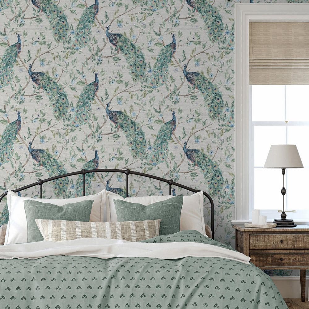 Keeka Blue by Arthouse Peacocks Wallpaper – Brewster Home Fashions AH923708