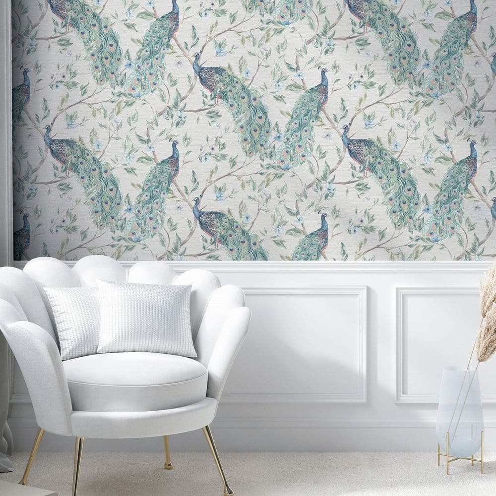 Keeka Blue by Arthouse Peacocks Wallpaper – Brewster Home Fashions AH923708