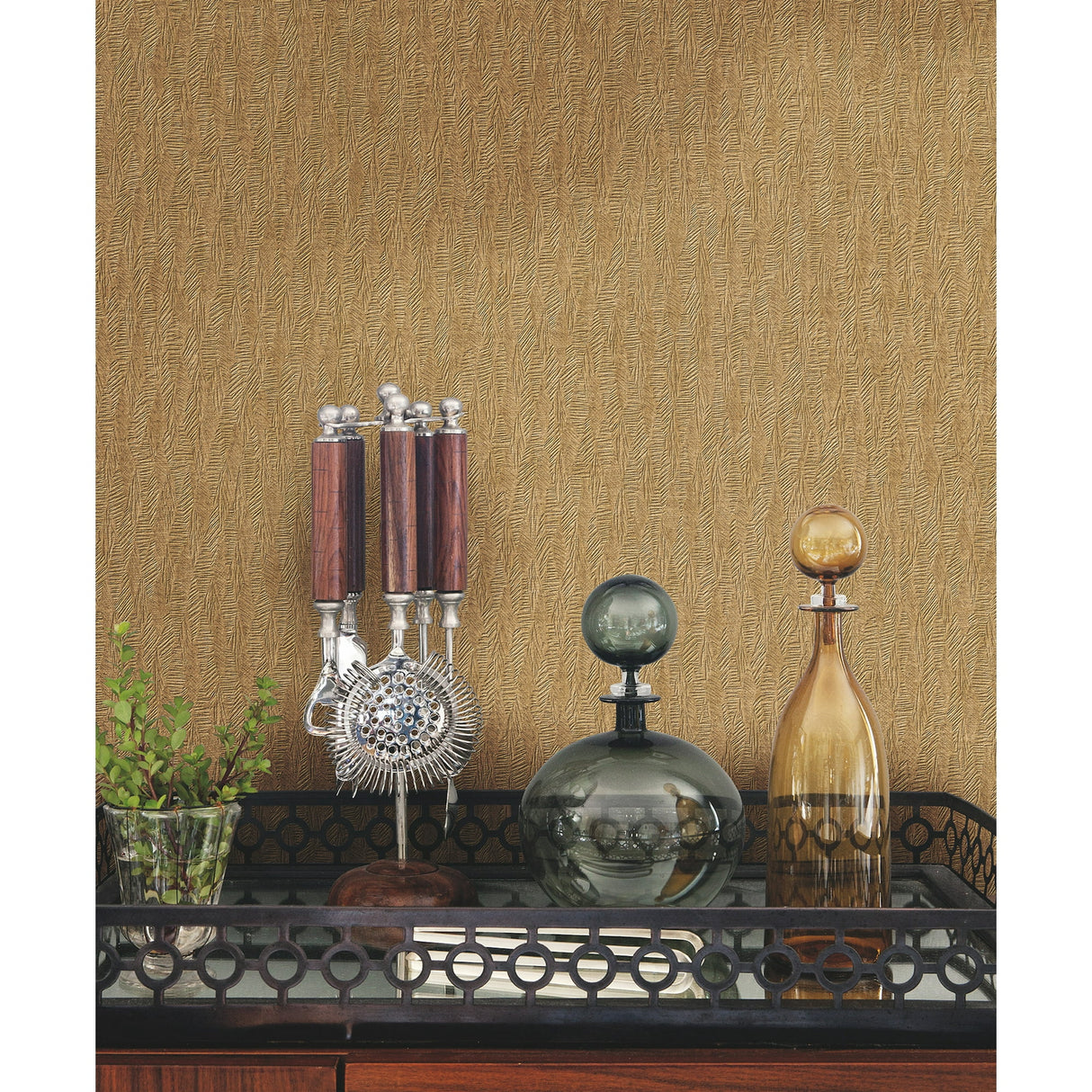 Bryson Copper by Warner Feathered Texture Wallpaper – Brewster Home Fashions 4174-4655