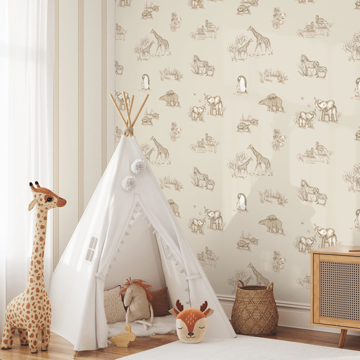 Safari Babies Beige by Advantage Animal Wallpaper – Brewster Home Fashions 4203-27553