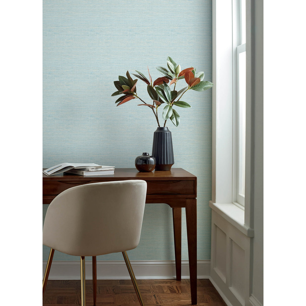 Agave Sky Blue by Chesapeake Faux Grasscloth Wallpaper – Brewster Home Fashions 4169-24283