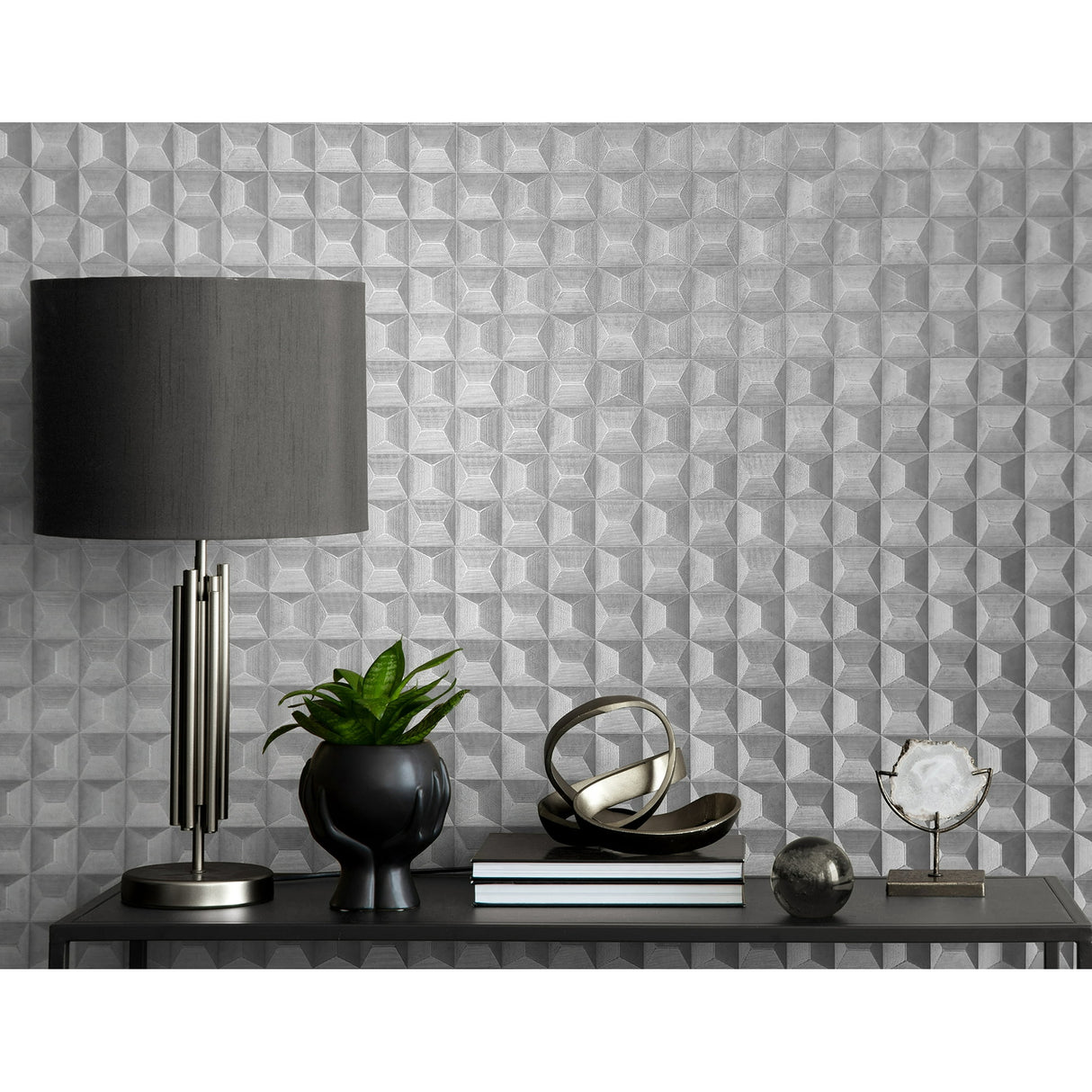 Romero Grey by Fine Decor 3D Geometric Wallpaper – Brewster Home Fashions M95684