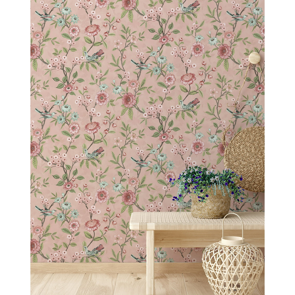 Elspeth Pink by Fine Decor Floral Trail Wallpaper – Brewster Home Fashions FD43445