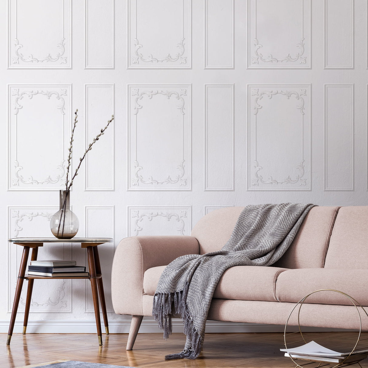 Rhonda White by Fine Decor Ornate Paneling Wallpaper – Brewster Home Fashions FD43422