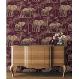 Adelia Maroon by Arthouse Elephant Grove Wallpaper – Brewster Home Fashions AH610701