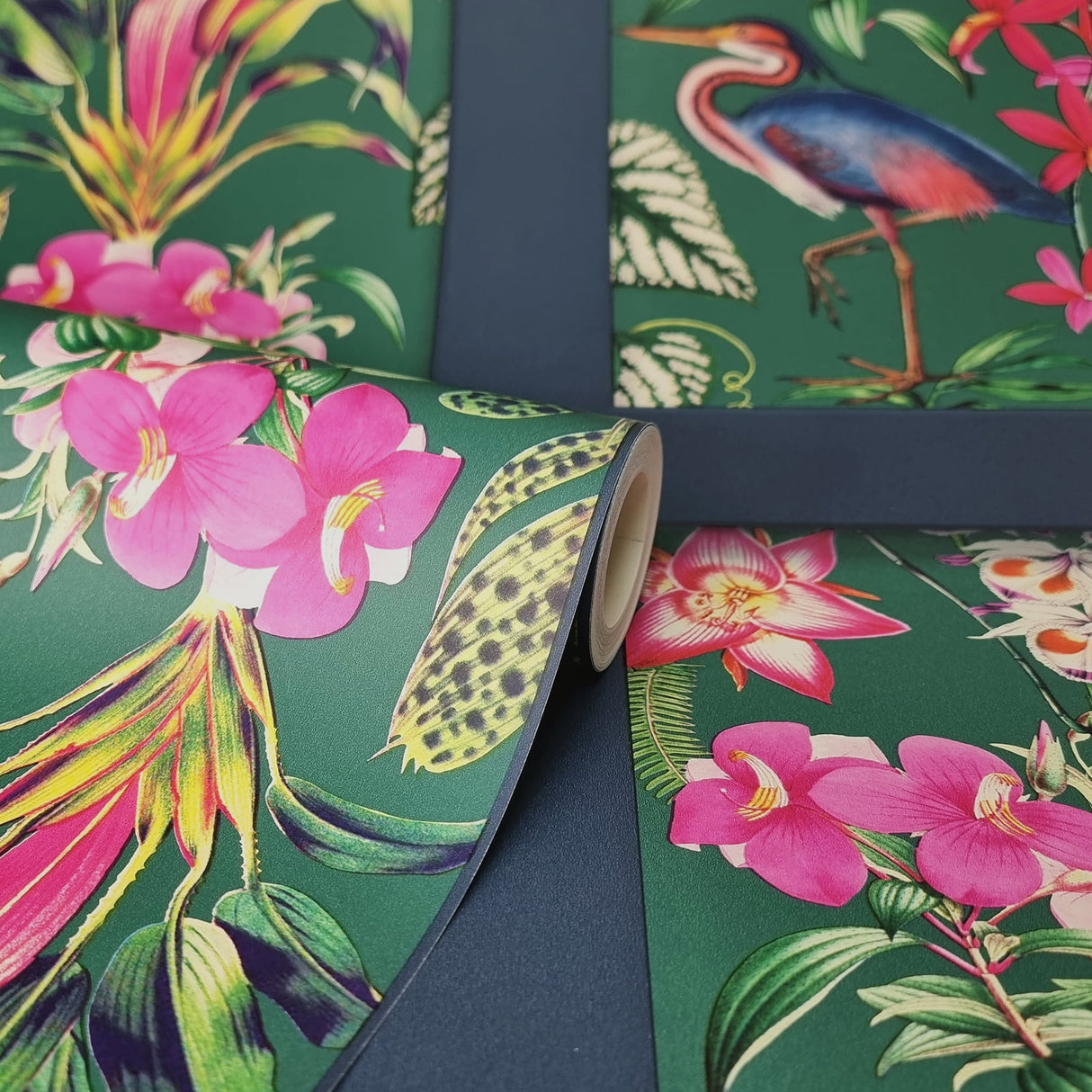 Silas Dark Blue by Fine Decor Tropical Panel Wallpaper – Brewster Home Fashions FD43710