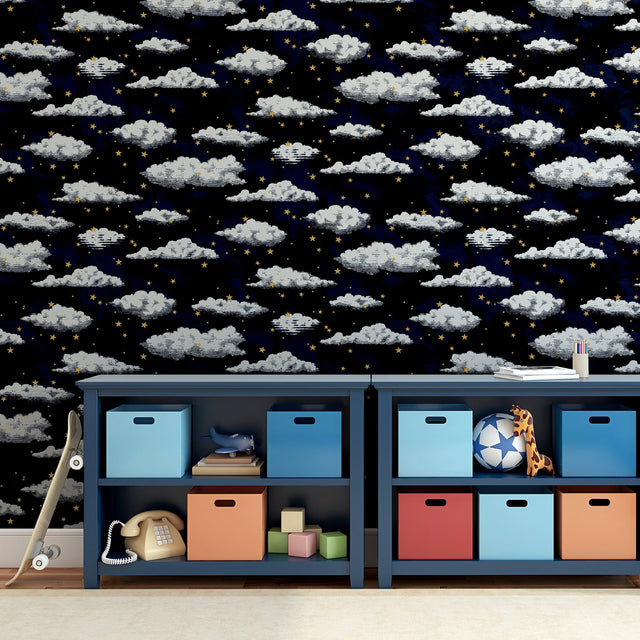 Zeno Navy by Arthouse Starry Skies Clouds Wallpaper – Brewster Home Fashions AH923907