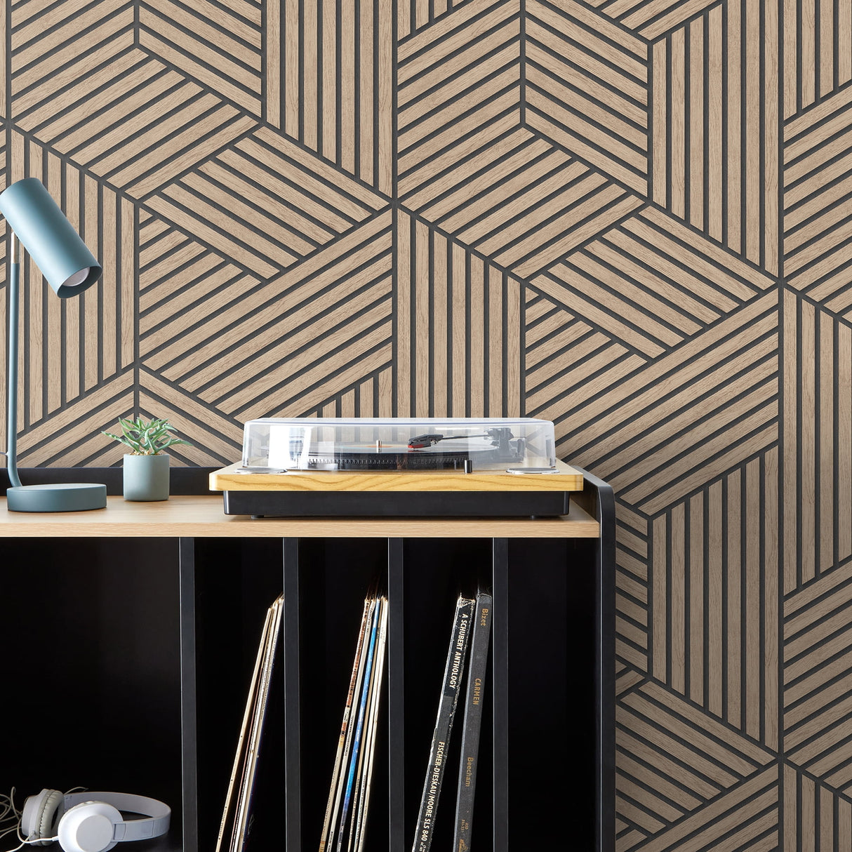 Gerrit Light Brown by Fine Decor Geometric Panel Wallpaper – Brewster Home Fashions FD43825