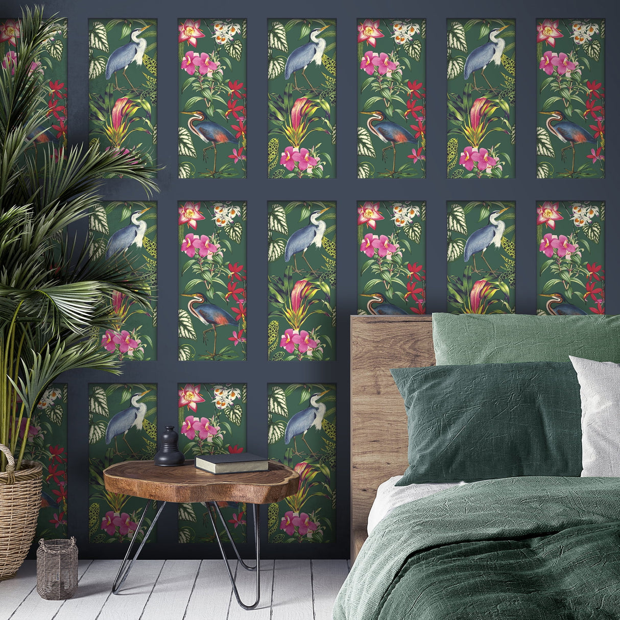 Silas Dark Blue by Fine Decor Tropical Panel Wallpaper – Brewster Home Fashions FD43710