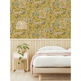 Elspeth Mustard by Fine Decor Floral Trail Wallpaper – Brewster Home Fashions FD43446
