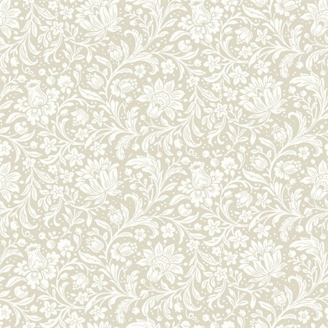 Hague Beige Floral Trail Wallpaper by A-Street Prints
