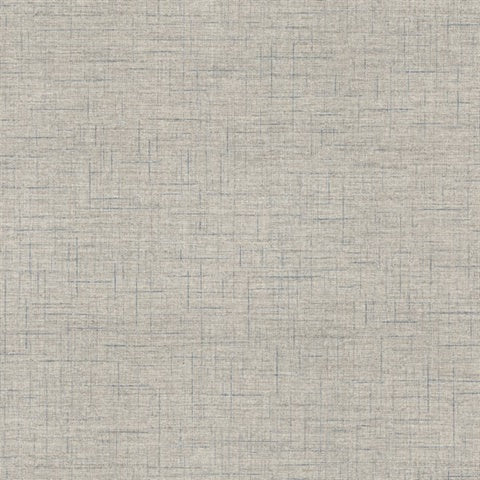 Leon Olive Faux Fabric Wallpaper roll showing woven linen texture in olive with teal veining.