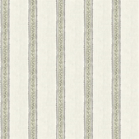 Mandevilla Green Vine Stripe Wallpaper by Chesapeake