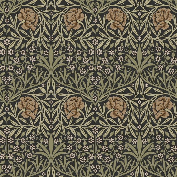 Oxford Union Black Floral Vines Wallpaper by A-Street Prints