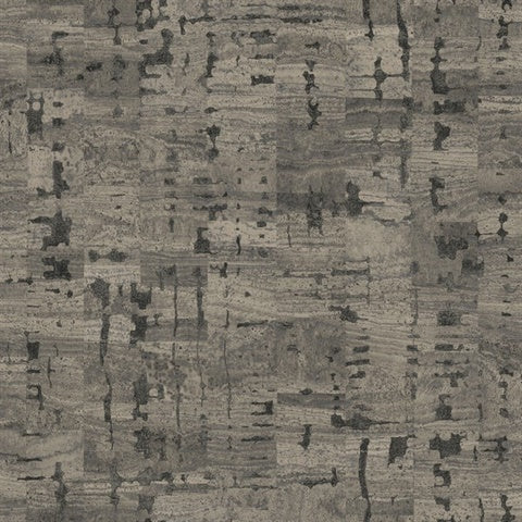 Pop The Cork Charcoal wallpaper roll with cork-inspired texture